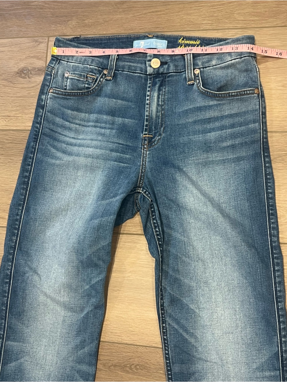 7 For All Mankind B(air) Kimmie Straight Leg Jeans Size 28 Wiskering Detail - Picture 5 of 14